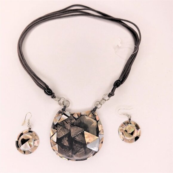 Large Fashion Pendant Necklace with Earrings Set - Picture 1 of 13